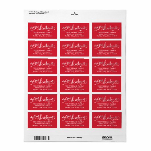 Prettig kerstfeest Modern Rode Script Adres Etiket (Full Sheet)