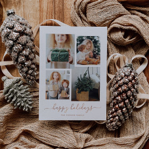Prettig Kerstfeest   Moderne Collage met Vier Foto Feestdagenkaart