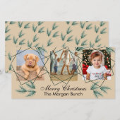 Prettig kerstfeest Moderne dennennaald 3 foto-coll Feestdagenkaart (Voorkant / Achterkant)