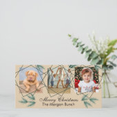 Prettig kerstfeest Moderne dennennaald 3 foto-coll Feestdagenkaart (Staand voorkant)