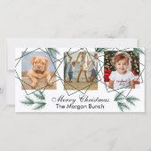 Prettig kerstfeest Moderne dennennaald 3 fotocolla Feestdagenkaart (Voorkant)