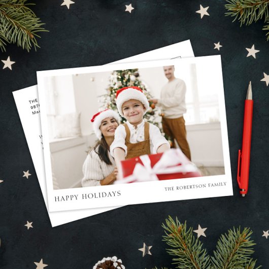 Prettig kerstfeest moderne eenvoudige foto feestdagenkaart