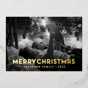 Prettig kerstfeest Moderne Eenvoudige Typografie Folie Feestdagenkaart