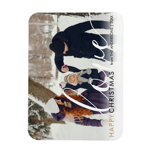 Prettig kerstfeest moderne foto chic script liefde magneet (Verticaal)
