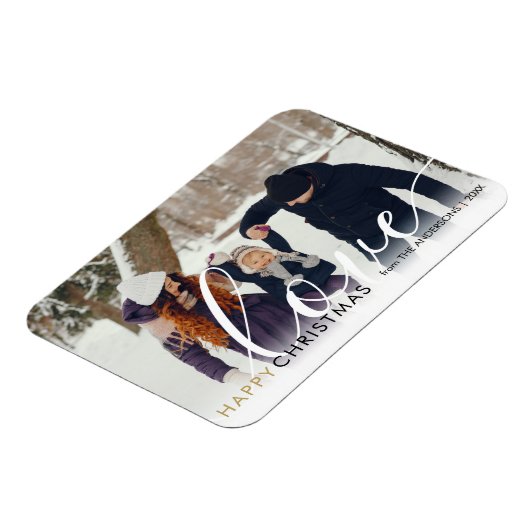 Prettig kerstfeest moderne foto chic script liefde magneet (Linkerzijde)