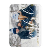 Prettig kerstfeest moderne foto chic script vrolij magneet (Verticaal)