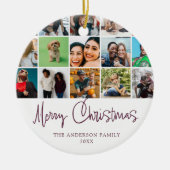 Prettig kerstfeest moderne fotocollage keramisch ornament (Voorkant)