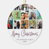 Prettig kerstfeest moderne fotocollage keramisch ornament (Links)