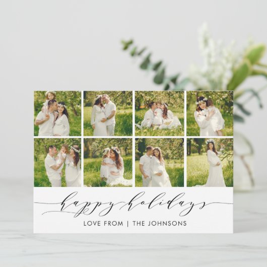 Prettig kerstfeest moderne fotocollagekaart feestdagenkaart (Staand voorkant)