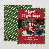 Prettig kerstfeest Moderne gestreepte aangepaste f Feestdagenkaart (Voorkant / Achterkant)