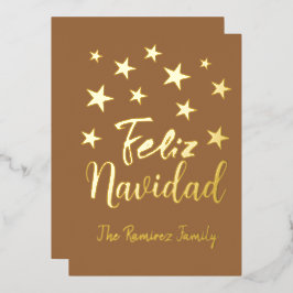 Prettig Kerstfeest  Moderne Gouden Kerst Familie  Folie Feestdagenkaart