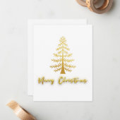 Prettig kerstfeest moderne gouden luxe boom wit notitiekaartje (Voorkant / Achterkant in situ)
