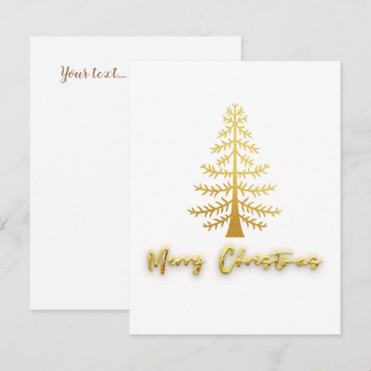 Prettig kerstfeest moderne gouden luxe boom wit notitiekaartje (Voorkant / Achterkant)