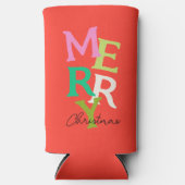 Prettig kerstfeest Moderne heldere Feestdagen Seltzer Blikjeskoeler (Voorkant)