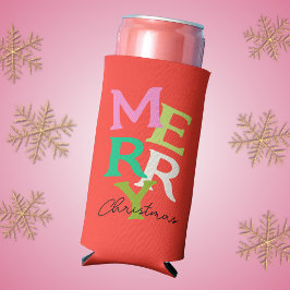 Prettig kerstfeest Moderne heldere Feestdagen Seltzer Blikjeskoeler