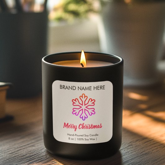 Prettig kerstfeest | Moderne kaarslabels met sneeu Vierkante Sticker