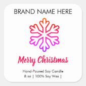 Prettig kerstfeest | Moderne kaarslabels met sneeu Vierkante Sticker (Voorkant)