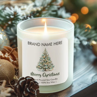 Prettig kerstfeest | Moderne kaarslabels Vierkante Sticker