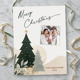 Prettig kerstfeest Moderne kalligrafie Boom Foto S Briefkaart