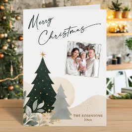 Prettig kerstfeest Moderne kalligrafie Boom Foto S Kaart