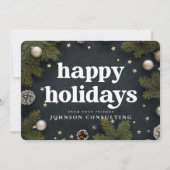 Prettig Kerstfeest Moderne Kerstballen en Dennengr Feestdagenkaart (Voorkant)