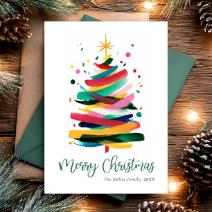Prettig kerstfeest moderne kleuren feestdagenkaart