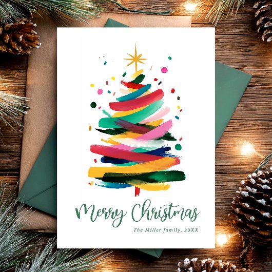 Prettig kerstfeest moderne kleuren feestdagenkaart