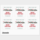 Prettig kerstfeest | Moderne krans kaarslabels Vierkante Sticker (Vel)