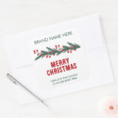 Prettig kerstfeest | Moderne krans kaarslabels Vierkante Sticker (Envelop)