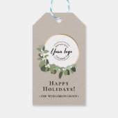 Prettig kerstfeest moderne krans Zakelijk logo Neu Cadeaulabel (Achterkant)