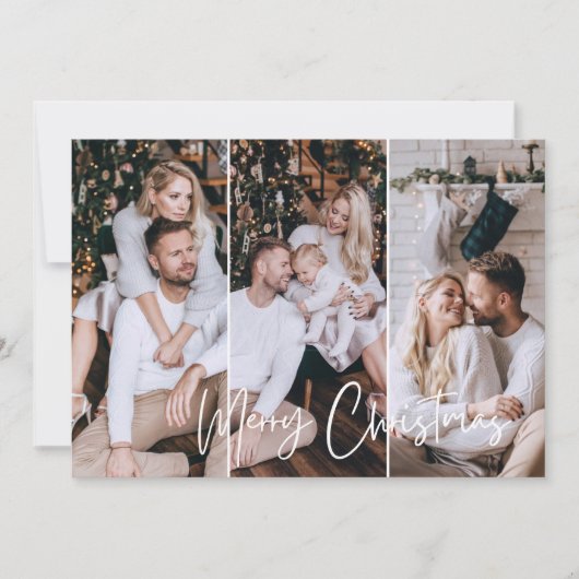 Prettig kerstfeest Moderne Minimalistische 3 Foto  Feestdagenkaart (Voorkant)