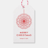Prettig kerstfeest moderne minimalistische bloem cadeaulabel (Voorkant)