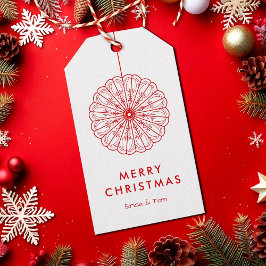 Prettig kerstfeest moderne minimalistische bloem cadeaulabel