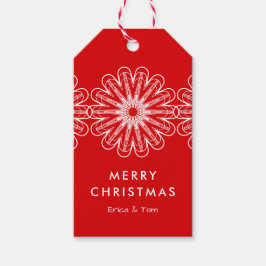 Prettig kerstfeest moderne minimalistische bloemmo cadeaulabel