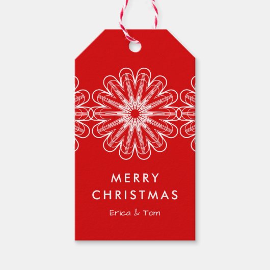 Prettig kerstfeest moderne minimalistische bloemmo cadeaulabel (Voorkant)