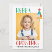 Prettig kerstfeest Moderne patchwork kerstbomen Kaart (Voorkant)