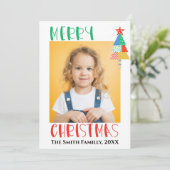 Prettig kerstfeest Moderne patchwork kerstbomen Kaart (Staand voorkant)