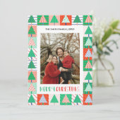 Prettig kerstfeest Moderne patchwork kerstbomen Kaart (Staand voorkant)