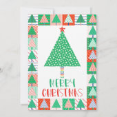 Prettig kerstfeest Moderne patchwork kerstbomen Kaart (Achterkant)