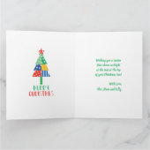 Prettig kerstfeest Moderne patchwork kerstbomen Kaart (Binnen)