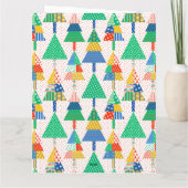 Prettig kerstfeest Moderne patchwork kerstbomen Kaart (Achterkant)