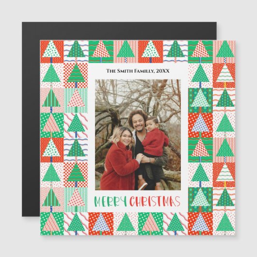 Prettig kerstfeest Moderne patchwork kerstbomen M (Voorkant / Achterkant)
