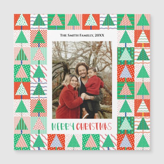 Prettig kerstfeest Moderne patchwork kerstbomen M (Voorkant)