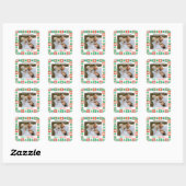 Prettig kerstfeest Moderne patchwork kerstbomen Vierkante Sticker (Vel)