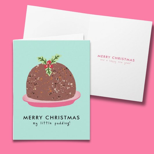 Prettig kerstfeest Moderne puddingillustratie Bedankkaart