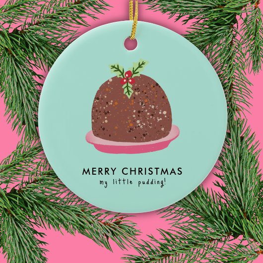 Prettig kerstfeest Moderne puddingillustratie Keramisch Ornament