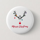 Prettig kerstfeest moderne rendier wit ronde button 5,7 cm (Voorkant)