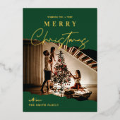 Prettig kerstfeest moderne script één foto folie k folie feestdagenkaart (Voorkant)