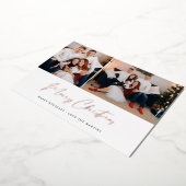 Prettig kerstfeest moderne script twee fotokaart folie uitnodiging (Gedraaid)