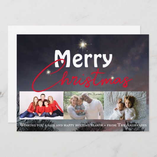 Prettig kerstfeest moderne sterrenhemel feestdagenkaart (Voorkant / Achterkant)